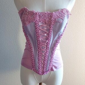 Y2K Purple Floral Lace Designer Fairy Corset